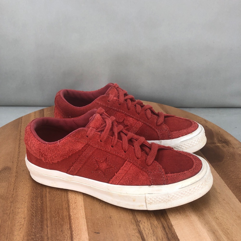 Converse One Star Suede Low Top Sneakers Red Unisex Youth Size 3
